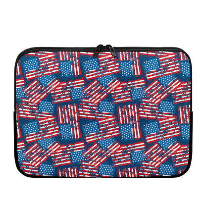 Grunge American Flag Pattern Print Laptop Sleeve