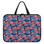Grunge American Flag Pattern Print Laptop Sleeve With Handle