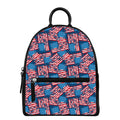 Grunge American Flag Pattern Print Leather Backpack