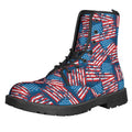 Grunge American Flag Pattern Print Lace-Up Boots