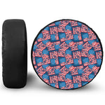 Grunge American Flag Pattern Print Leather Spare Tire Cover