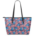 Grunge American Flag Pattern Print Leather Tote Bag With Zipper