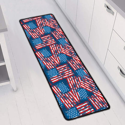 Grunge American Flag Pattern Print Long Kitchen Mat