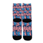 Grunge American Flag Pattern Print Long Socks