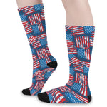 Grunge American Flag Pattern Print Long Socks