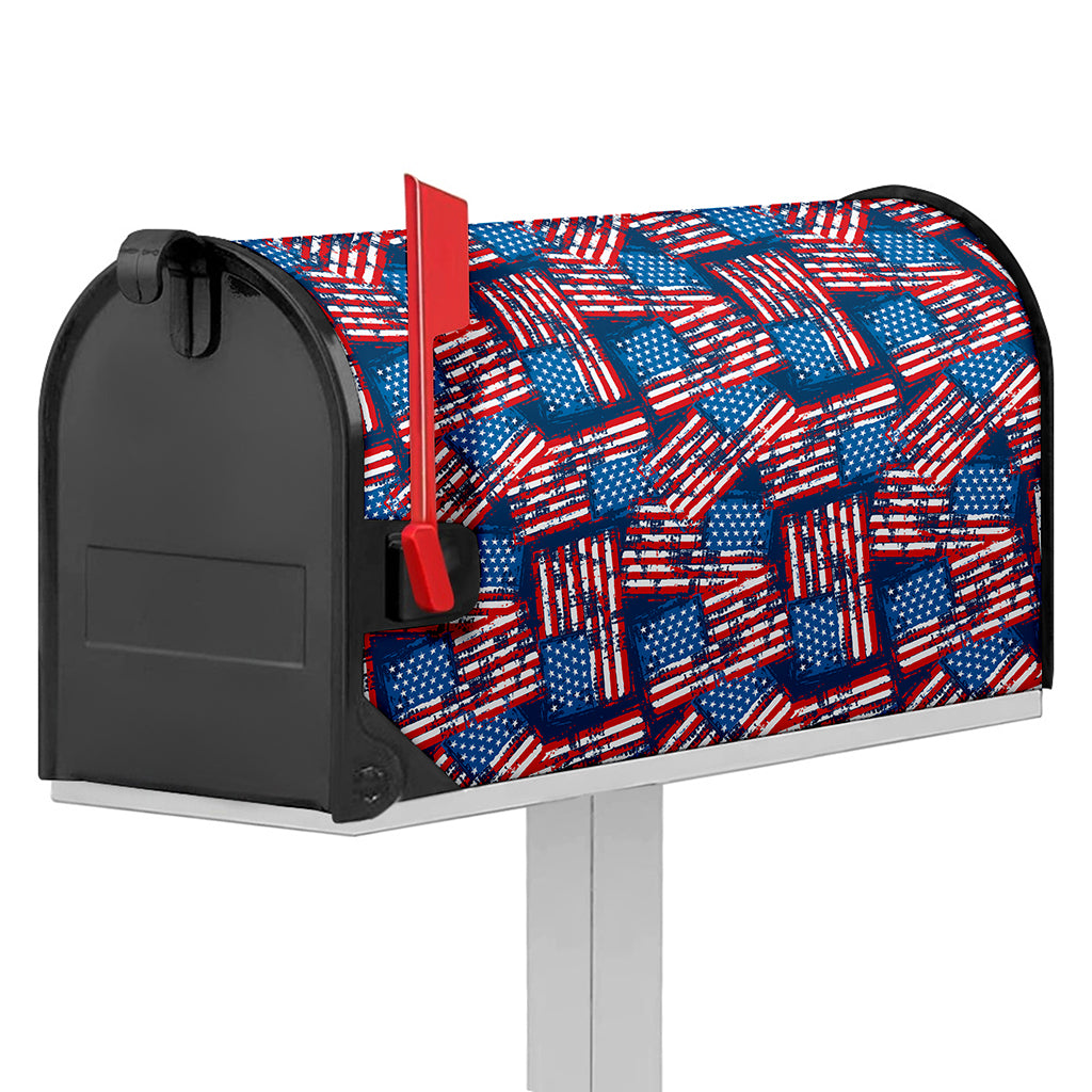 Grunge American Flag Pattern Print Mailbox Cover