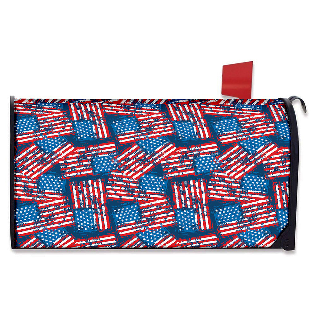 Grunge American Flag Pattern Print Mailbox Cover