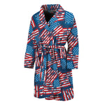 Grunge American Flag Pattern Print Men's Bathrobe