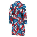 Grunge American Flag Pattern Print Men's Bathrobe