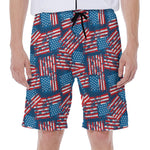 Grunge American Flag Pattern Print Men's Beach Shorts