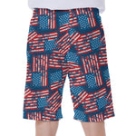 Grunge American Flag Pattern Print Men's Beach Shorts