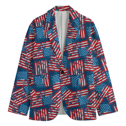 Grunge American Flag Pattern Print Men's Blazer