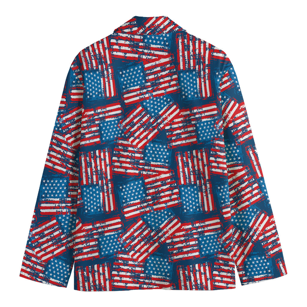 Grunge American Flag Pattern Print Men's Blazer