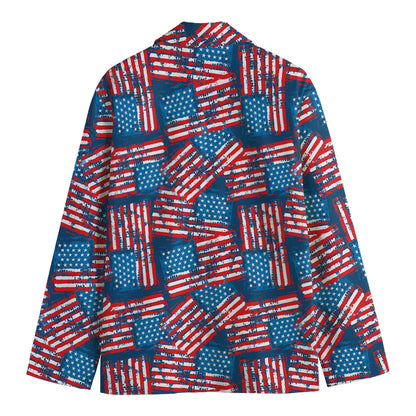 Grunge American Flag Pattern Print Men's Blazer