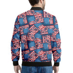 Grunge American Flag Pattern Print Men's Bomber Jacket