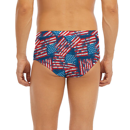 Grunge American Flag Pattern Print Men's Briefs