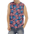 Grunge American Flag Pattern Print Men's Fitness Tank Top