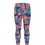 Grunge American Flag Pattern Print Men's leggings