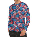 Grunge American Flag Pattern Print Men's Long Sleeve Rash Guard