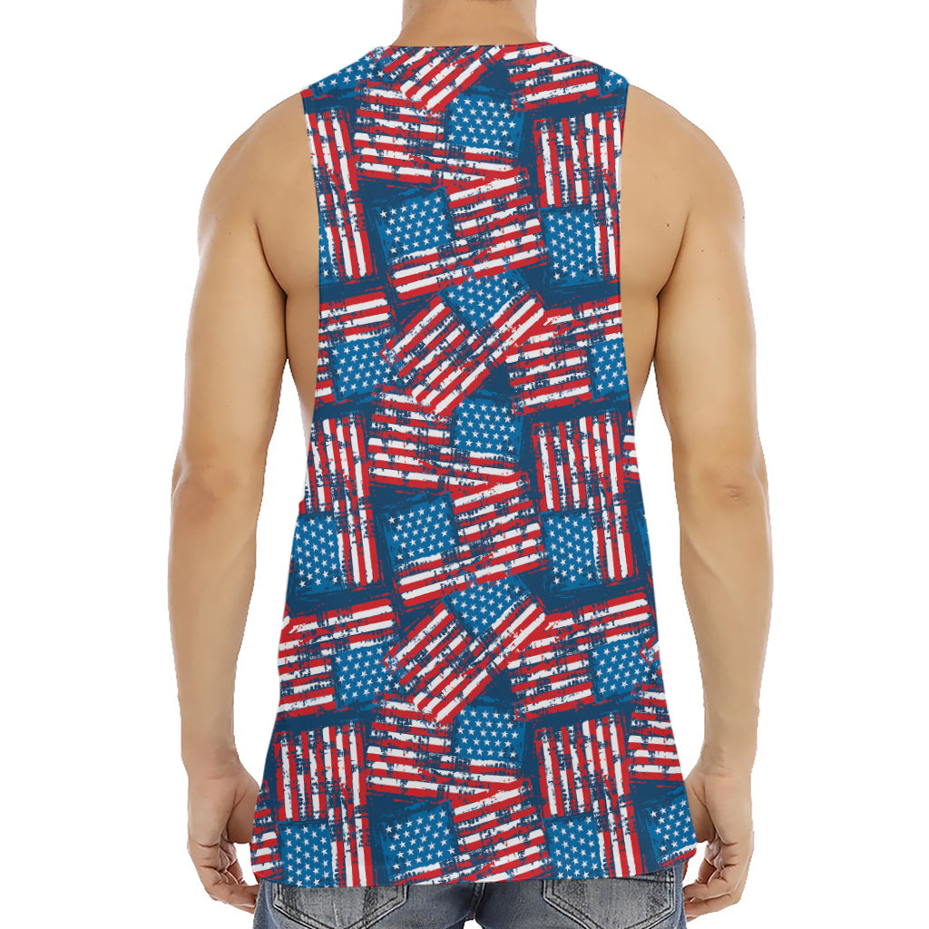 Grunge American Flag Pattern Print Men's Muscle Tank Top