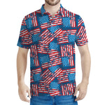 Grunge American Flag Pattern Print Men's Polo Shirt