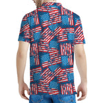 Grunge American Flag Pattern Print Men's Polo Shirt