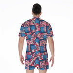Grunge American Flag Pattern Print Men's Rompers