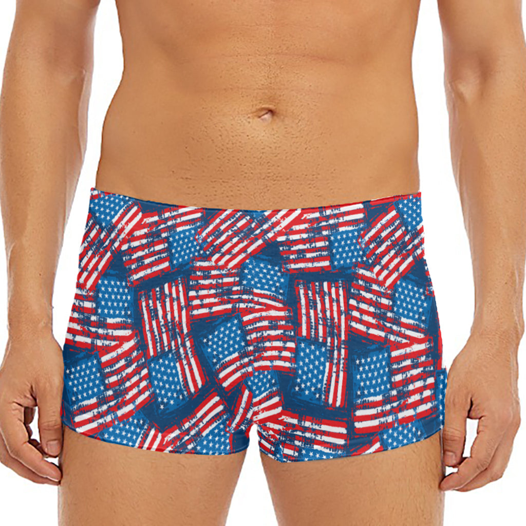 Grunge American Flag Pattern Print Men's Short Boxer Briefs
