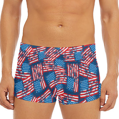 Grunge American Flag Pattern Print Men's Short Boxer Briefs