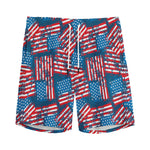 Grunge American Flag Pattern Print Men's Sports Shorts