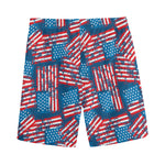 Grunge American Flag Pattern Print Men's Sports Shorts