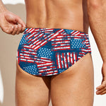 Grunge American Flag Pattern Print Men's Swim Briefs