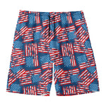 Grunge American Flag Pattern Print Men's Swim Trunks