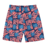 Grunge American Flag Pattern Print Men's Swim Trunks