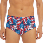 Grunge American Flag Pattern Print Men's Triangle Swim Briefs