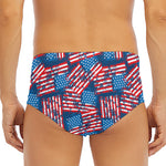 Grunge American Flag Pattern Print Men's Triangle Swim Briefs