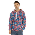 Grunge American Flag Pattern Print Men's Velvet Pullover Hoodie