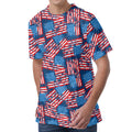 Grunge American Flag Pattern Print Men's Velvet T-Shirt