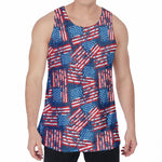 Grunge American Flag Pattern Print Men's Velvet Tank Top