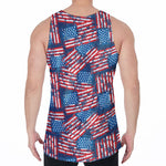 Grunge American Flag Pattern Print Men's Velvet Tank Top