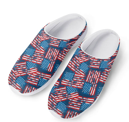 Grunge American Flag Pattern Print Mesh Casual Shoes