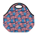 Grunge American Flag Pattern Print Neoprene Lunch Bag