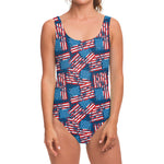 Grunge American Flag Pattern Print One Piece Swimsuit