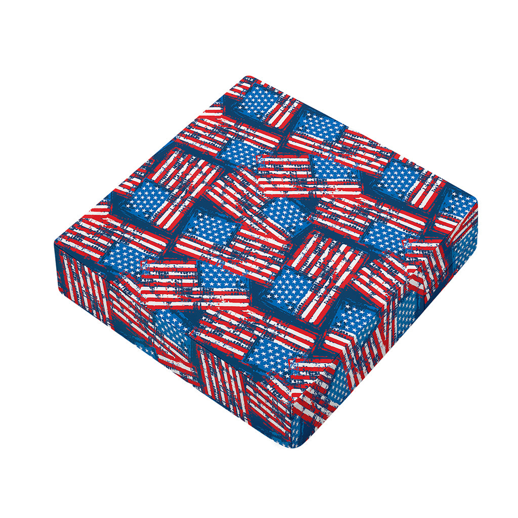 Grunge American Flag Pattern Print Outdoor Seat Cushion Cover
