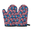 Grunge American Flag Pattern Print Oven Mitts