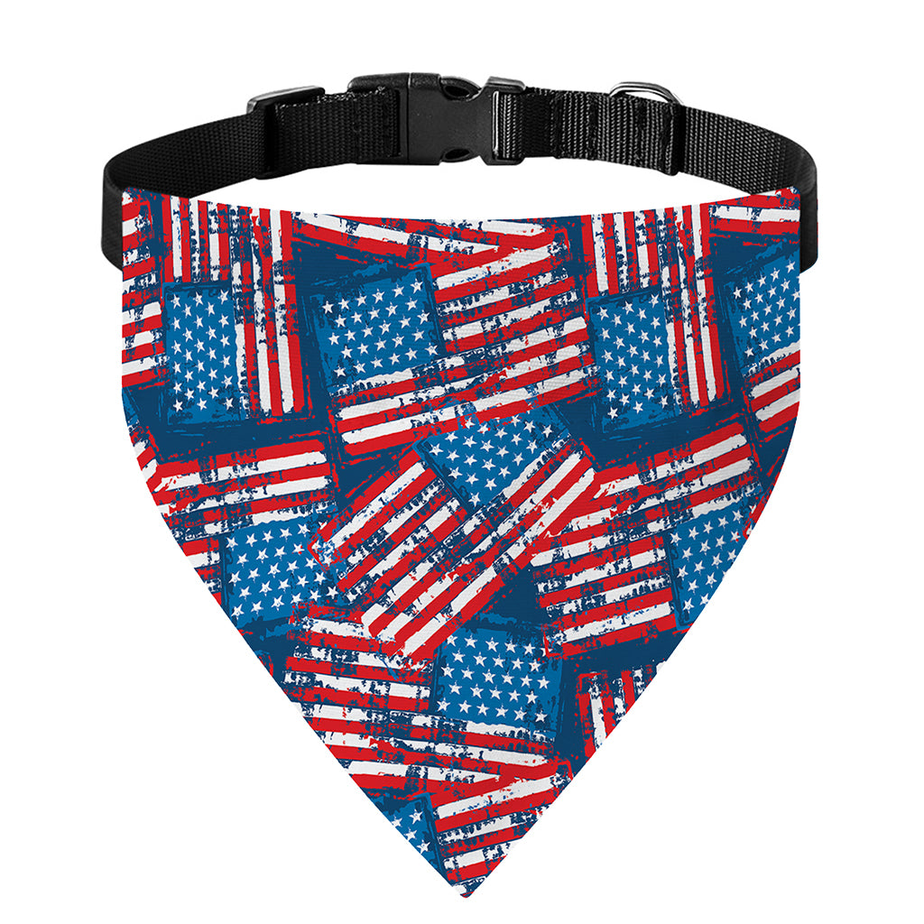 Grunge American Flag Pattern Print Over The Collar Dog Bandana