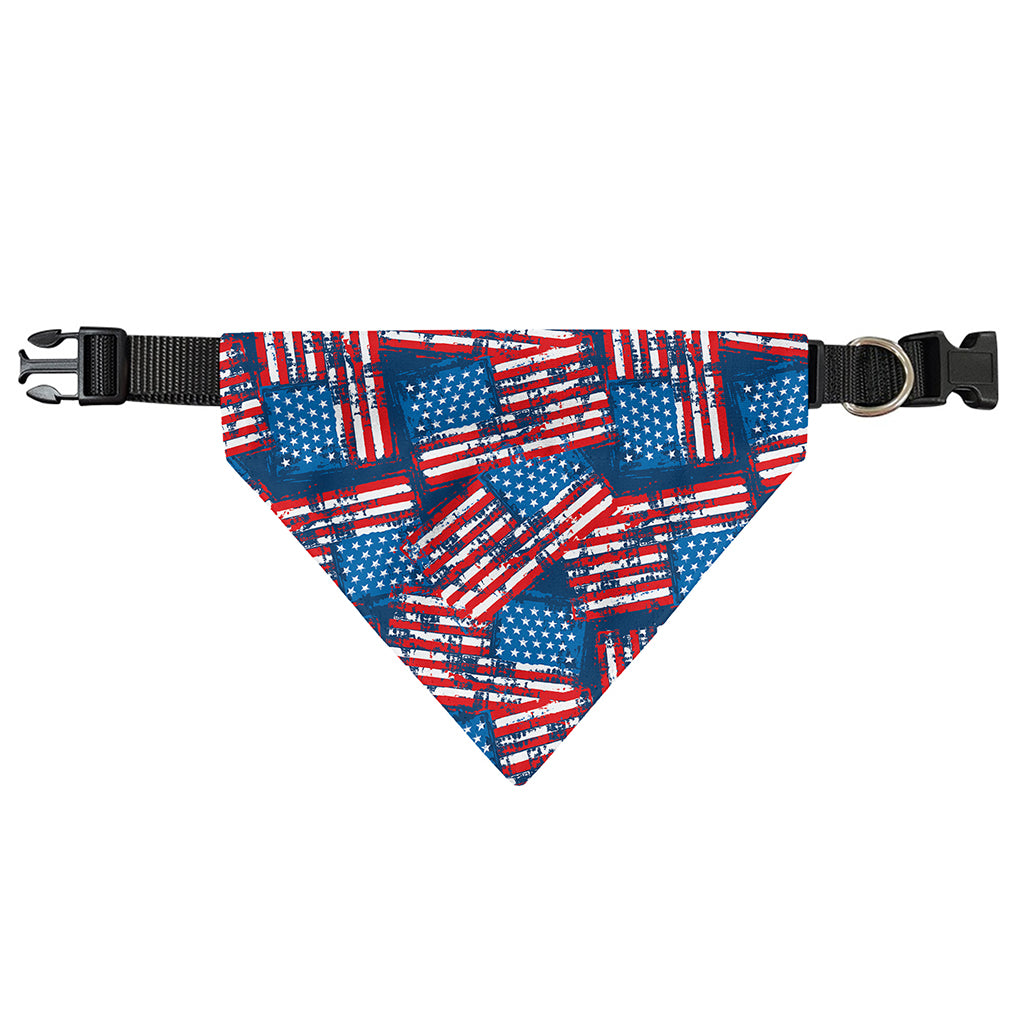 Grunge American Flag Pattern Print Over The Collar Dog Bandana