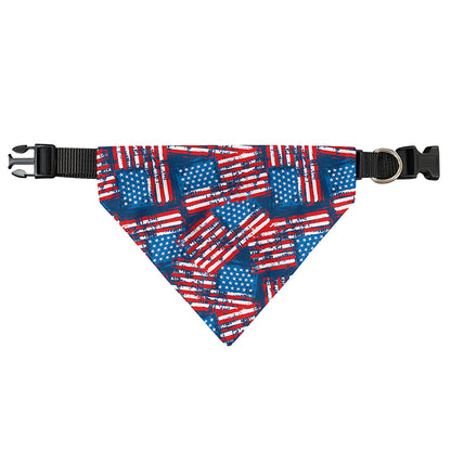 Grunge American Flag Pattern Print Over The Collar Dog Bandana