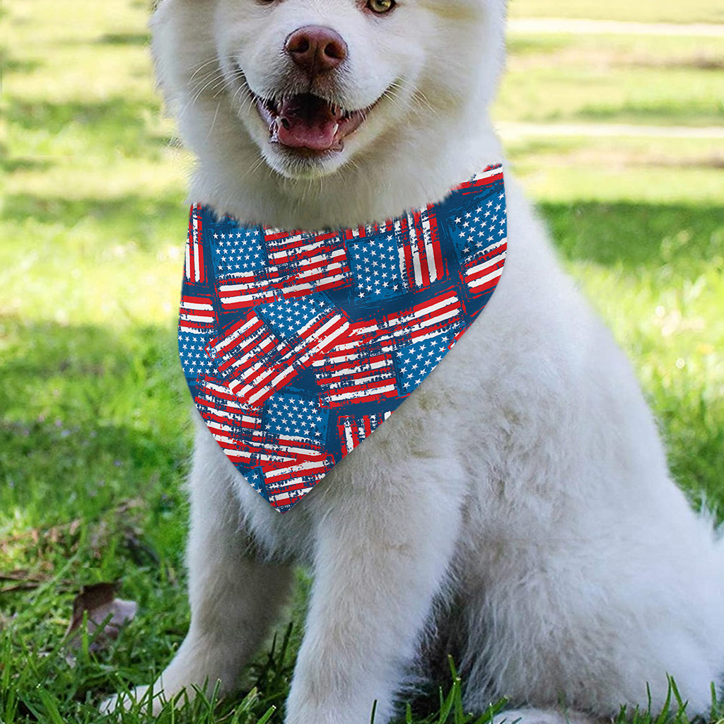 Grunge American Flag Pattern Print Over The Collar Dog Bandana