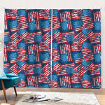 Grunge American Flag Pattern Print Pencil Pleat Curtains